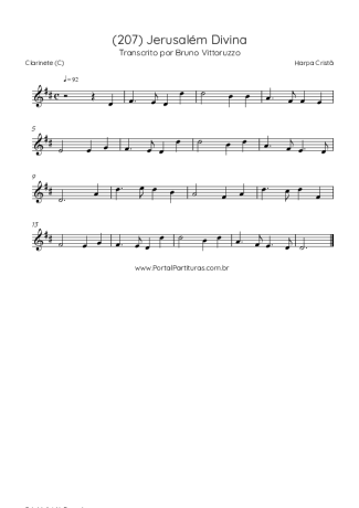 Harpa Cristã (207) Jerusalém Divina score for Clarinet (C)