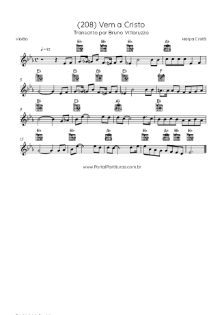 Harpa Cristã (208) Vem A Cristo score for Acoustic Guitar