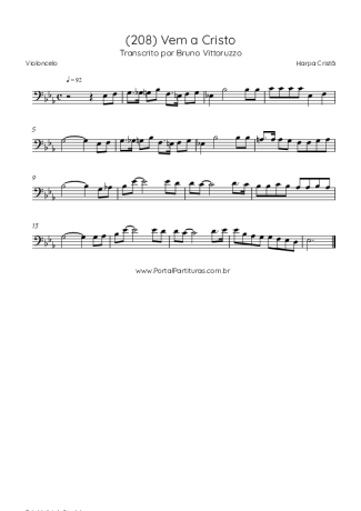 Harpa Cristã (208) Vem A Cristo score for Cello