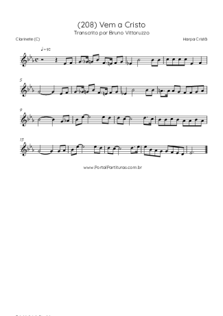 Harpa Cristã (208) Vem A Cristo score for Clarinet (C)