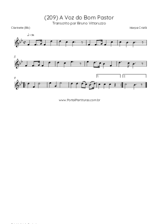Harpa Cristã (209) A Voz Do Bom Pastor score for Clarinet (Bb)