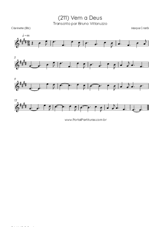 Harpa Cristã (211) Vem A Deus score for Clarinet (Bb)