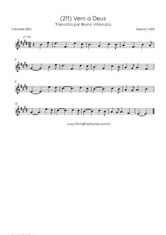 Harpa Cristã (211) Vem A Deus score for Clarinet (Bb)