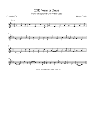 Harpa Cristã (211) Vem A Deus score for Clarinet (C)