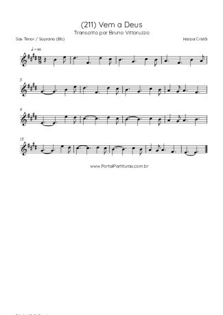 Harpa Cristã (211) Vem A Deus score for Tenor Saxophone Soprano (Bb)