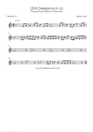 Harpa Cristã (214) Desejamos Ir Lá score for Clarinet (C)