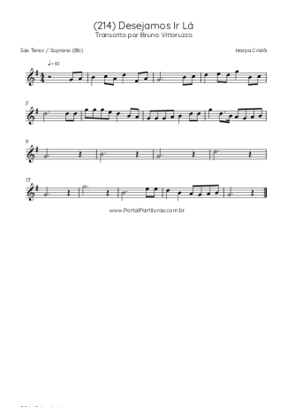 Harpa Cristã (214) Desejamos Ir Lá score for Tenor Saxophone Soprano (Bb)
