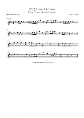 Harpa Cristã (216) Louvai A Deus score for Alto Saxophone