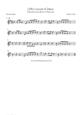 Harpa Cristã (216) Louvai A Deus score for Clarinet (Bb)