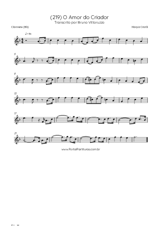 Harpa Cristã (219) O Amor Do Criador score for Clarinet (Bb)
