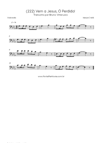 Harpa Cristã (222) Vem A Jesus Ó Perdido! score for Cello
