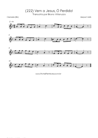 Harpa Cristã (222) Vem A Jesus Ó Perdido! score for Clarinet (Bb)