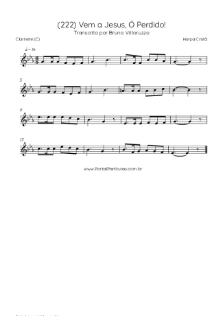 Harpa Cristã (222) Vem A Jesus Ó Perdido! score for Clarinet (C)
