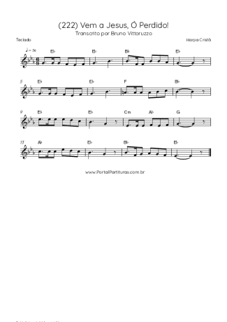 Harpa Cristã (222) Vem A Jesus Ó Perdido! score for Keyboard