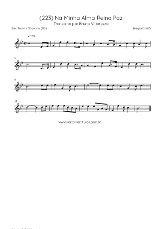 Harpa Cristã (223) Na Minha Alma Reina Paz score for Tenor Saxophone Soprano (Bb)