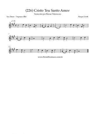 Harpa Cristã (226) Cristo Teu Santo Amor score for Tenor Saxophone Soprano (Bb)