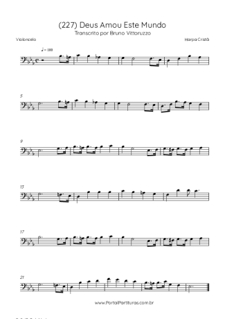 Harpa Cristã (227) Deus Amou Este Mundo score for Cello