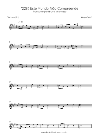 Harpa Cristã (228) Este Mundo Não Compreende score for Clarinet (Bb)