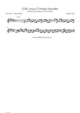 Harpa Cristã (229) Jesus Ó Meigo Salvador score for Tenor Saxophone Soprano (Bb)