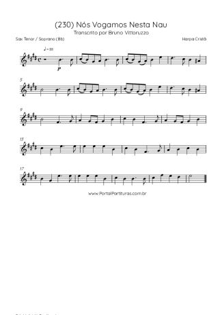 Harpa Cristã (230) Nós Vogamos Nesta Nau score for Tenor Saxophone Soprano (Bb)