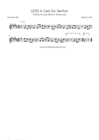 Harpa Cristã (233) A Ceia Do Senhor score for Clarinet (Bb)