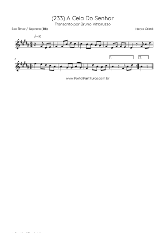 Harpa Cristã (233) A Ceia Do Senhor score for Tenor Saxophone Soprano (Bb)