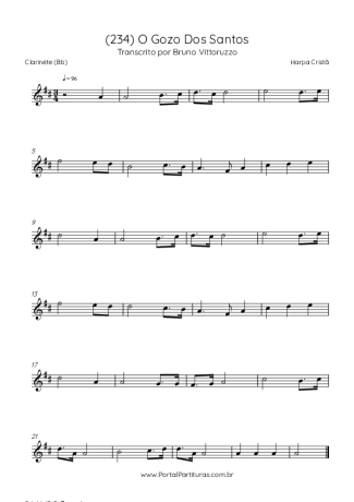 Harpa Cristã (234) O Gozo Dos Santos score for Clarinet (Bb)