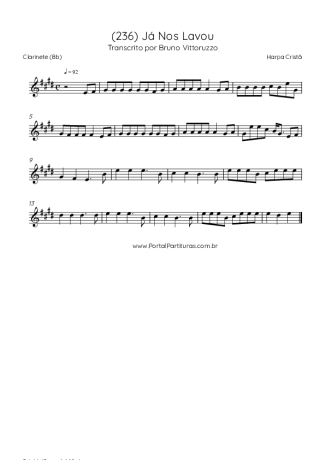 Harpa Cristã (236) Já Nos Lavou score for Clarinet (Bb)