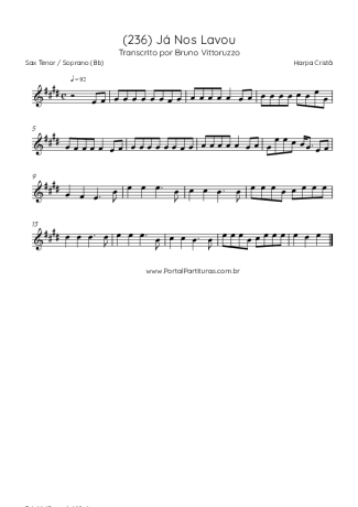 Harpa Cristã (236) Já Nos Lavou score for Tenor Saxophone Soprano (Bb)