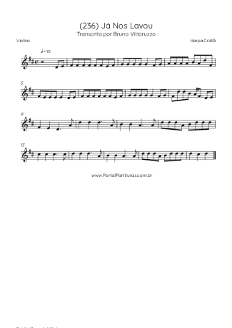 Harpa Cristã (236) Já Nos Lavou score for Violin
