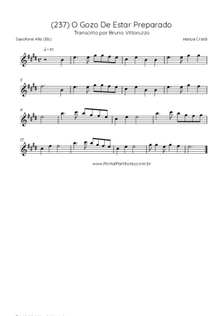 Harpa Cristã (237) O Gozo De Estar Preparado score for Alto Saxophone