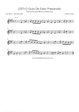 Harpa Cristã (237) O Gozo De Estar Preparado score for Tenor Saxophone Soprano (Bb)