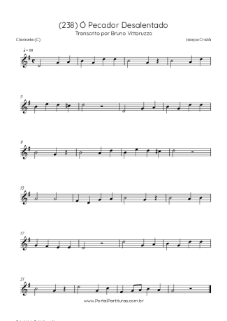 Harpa Cristã (238) Ó Pecador Desalentado score for Clarinet (C)