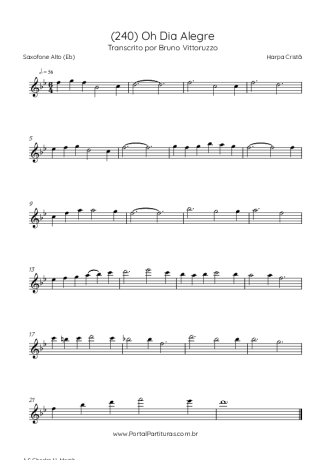 Harpa Cristã (240) Oh Dia Alegre score for Alto Saxophone