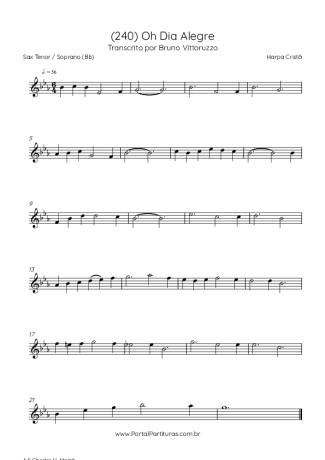 Harpa Cristã (240) Oh Dia Alegre score for Tenor Saxophone Soprano (Bb)