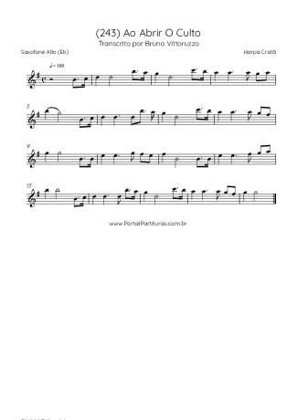 Harpa Cristã (243) Ao Abrir O Culto score for Alto Saxophone