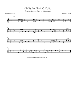 Harpa Cristã (243) Ao Abrir O Culto score for Clarinet (Bb)