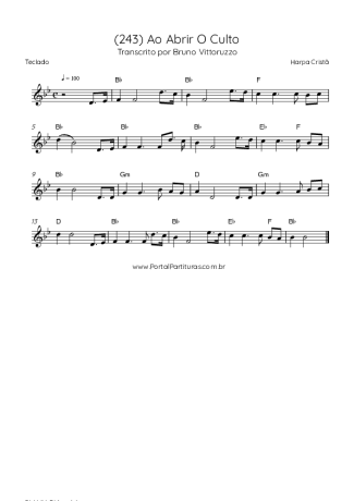 Harpa Cristã (243) Ao Abrir O Culto score for Keyboard
