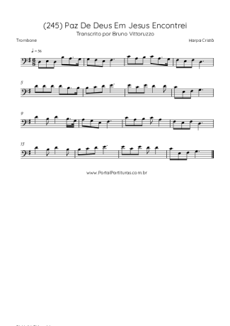 Harpa Cristã (245) Paz De Deus Em Jesus Encontrei score for Trombone