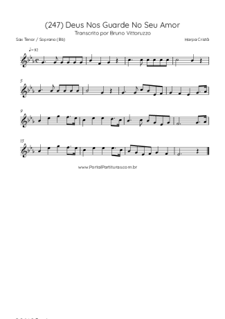 Harpa Cristã (247) Deus Nos Guarde No Seu Amor score for Tenor Saxophone Soprano (Bb)