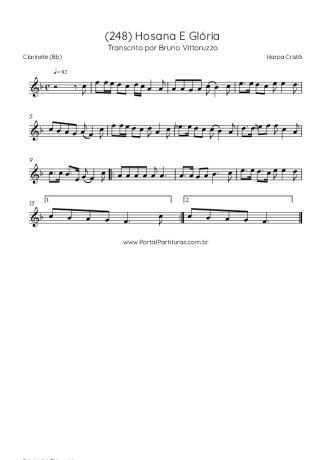 Harpa Cristã (248) Hosana E Glória score for Clarinet (Bb)