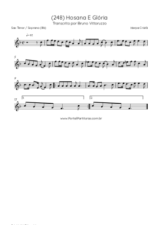 Harpa Cristã (248) Hosana E Glória score for Tenor Saxophone Soprano (Bb)