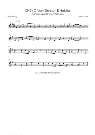 Harpa Cristã (249) Ó Vem Senhor E Habita score for Clarinet (C)