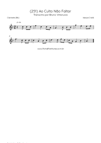 Harpa Cristã (251) Ao Culto Não Faltar score for Clarinet (Bb)