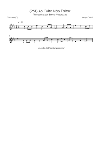 Harpa Cristã (251) Ao Culto Não Faltar score for Clarinet (C)