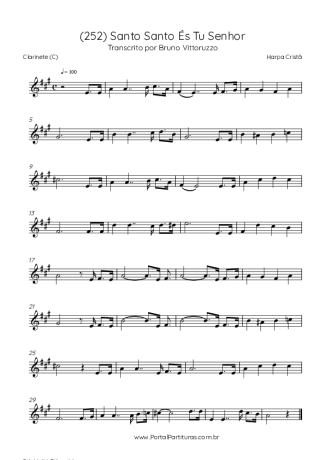 Harpa Cristã (252) Santo Santo És Tu Senhor score for Clarinet (C)