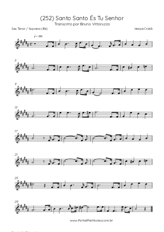 Harpa Cristã (252) Santo Santo És Tu Senhor score for Tenor Saxophone Soprano (Bb)
