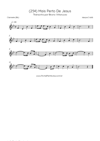 Harpa Cristã (254) Mais Perto De Jesus score for Clarinet (Bb)