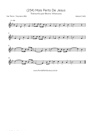 Harpa Cristã (254) Mais Perto De Jesus score for Tenor Saxophone Soprano (Bb)