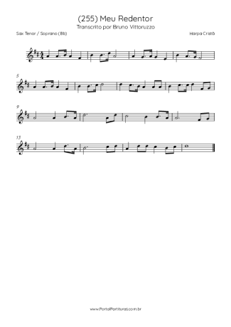 Harpa Cristã (255) Meu Redentor score for Tenor Saxophone Soprano (Bb)
